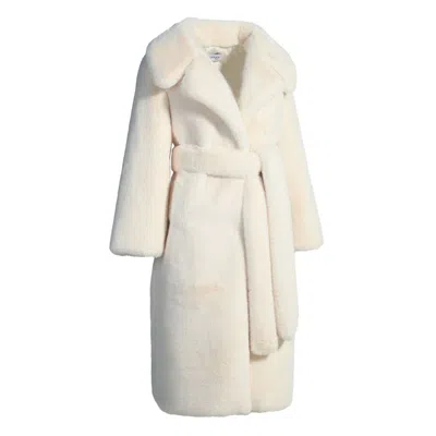 Wanan Touch Alpaca And Wool Faux Fur Coat White