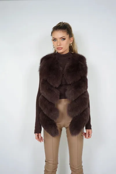Wanan Touch Ami Kaki Fox Fur Vest