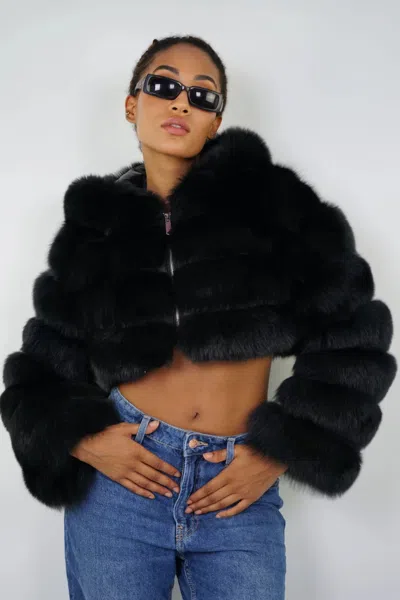 Wanan Touch Amira Black Fox Fur Jacket