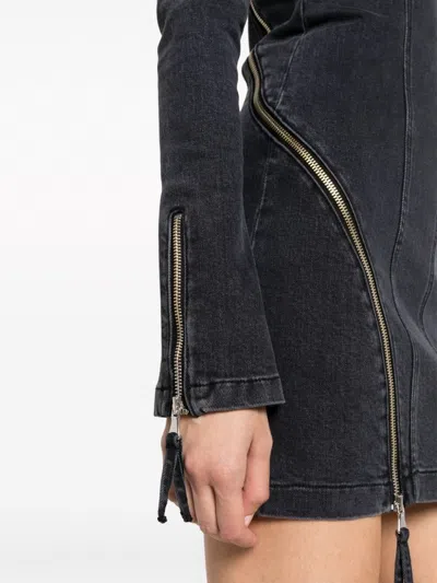 Blumarine Off-shoulder Zip-up Denim Dress