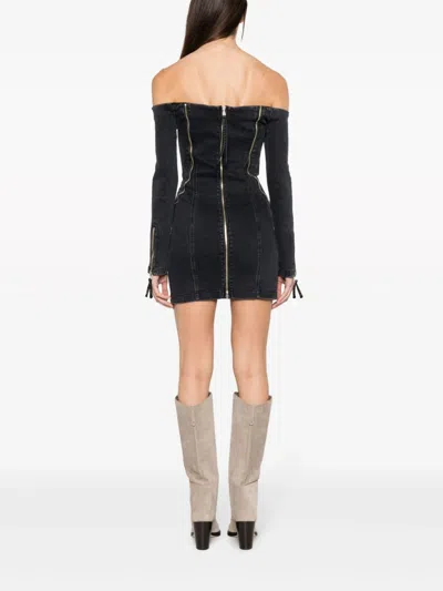 Blumarine Off-shoulder Zip-up Denim Dress