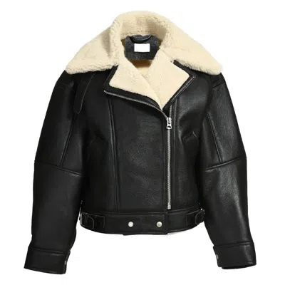 Wanan Touch Black Leather Jean Jacket