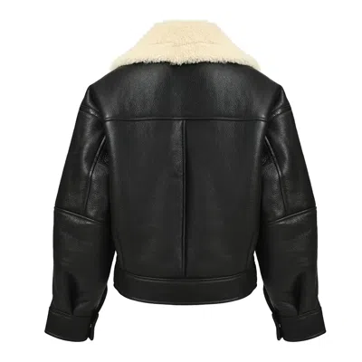 Wanan Touch Black Leather Jean Jacket