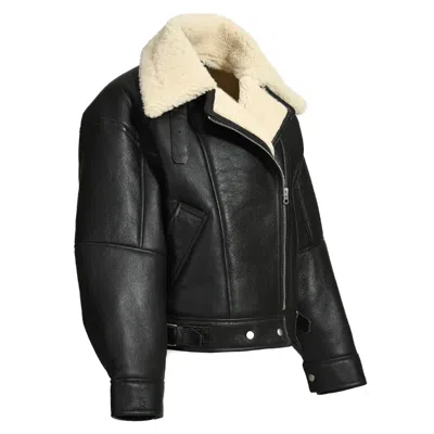 Wanan Touch Black Leather Jean Jacket