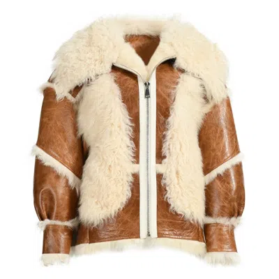 Wanan Touch Bolivia Brown Leather And Wool Jacket