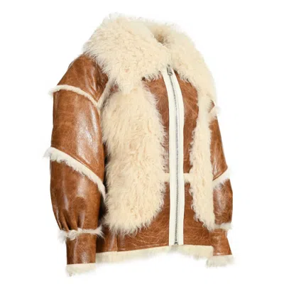 Wanan Touch Bolivia Brown Leather And Wool Jacket