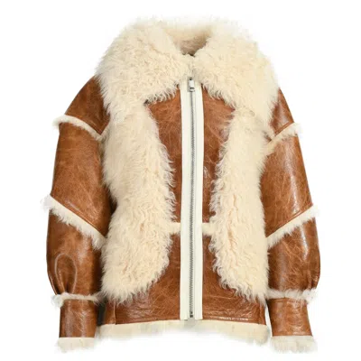Wanan Touch Bolivia Brown Leather And Wool Jacket