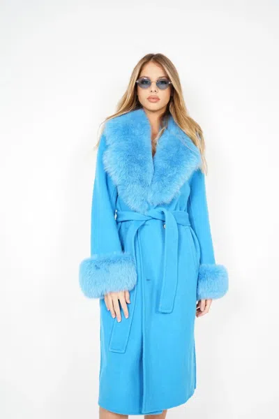 Wanan Touch Coat Chic Blue Mixed Cashmere