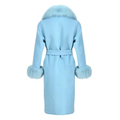 Wanan Touch Coat Chic Light Blue Mixed Cashmere