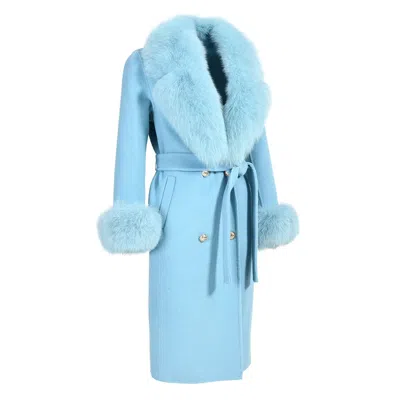 Wanan Touch Coat Chic Light Blue Mixed Cashmere