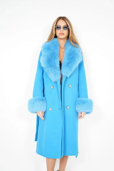 Wanan Touch Coat Chic Light Blue Mixed Cashmere