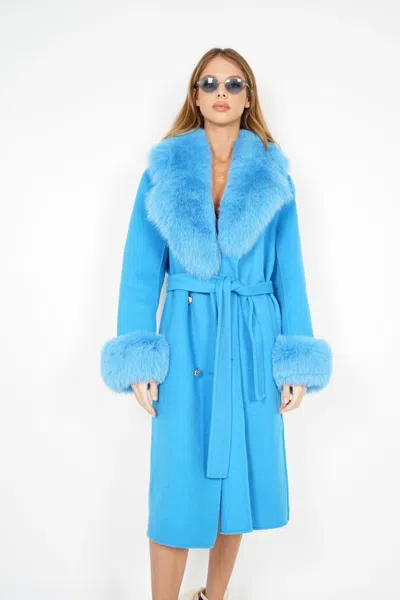 Wanan Touch Coat Chic Light Blue Mixed Cashmere
