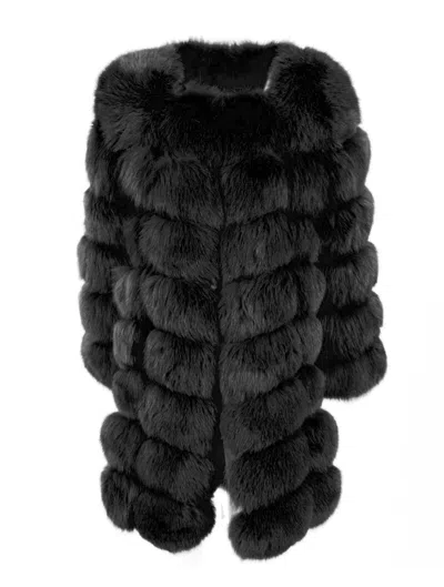 Wanan Touch Extra Black Fox Fur Jacket