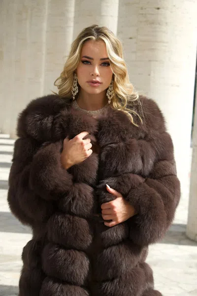 Wanan Touch Extra Dark Gray Fox Fur Jacket