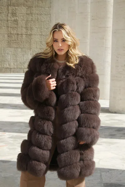 Wanan Touch Extra Dark Gray Fox Fur Jacket