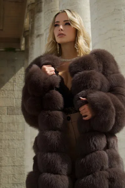 Wanan Touch Extra Dark Gray Fox Fur Jacket