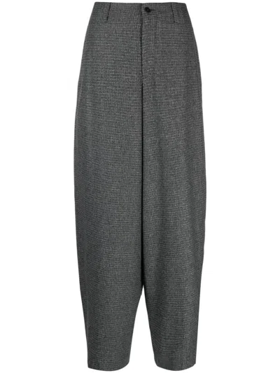 Closed Check-pattern Tapered Trousers In Gray