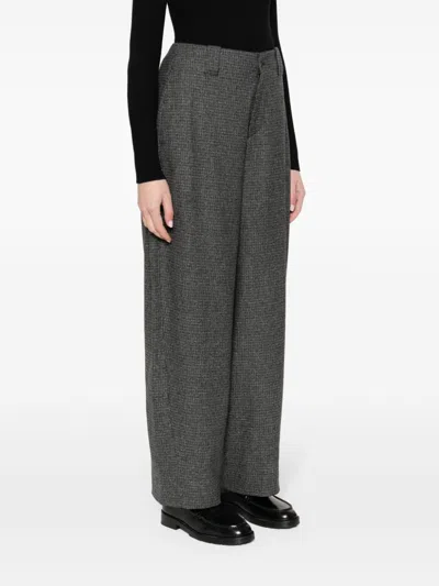 Closed Check-pattern Tapered Trousers In Gray