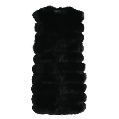 Wanan Touch Jacket Double In Black Fur With Removable Sleeves
