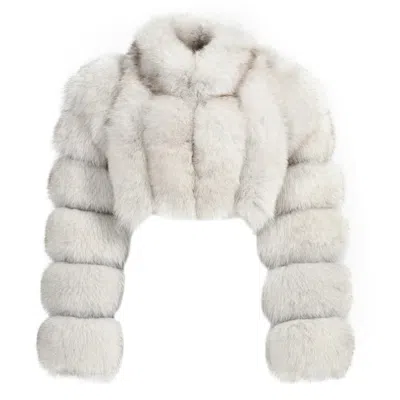Wanan Touch Natural White Bon Fox Fur Jacket