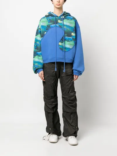 Erl Surfing Print Swirl Hoodie In Blue