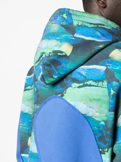 Erl Surfing Print Swirl Hoodie In Blue