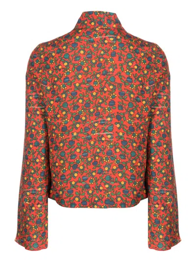 Erl Womens Printed Crepe Blouse Woven Clothing