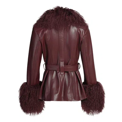 Wanan Touch Pegghy Leather And Fur Jacket Burgundy
