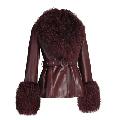 Wanan Touch Pegghy Leather And Fur Jacket Burgundy