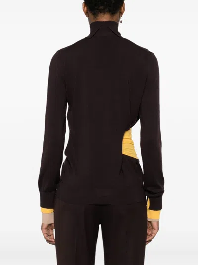 Fendi Woman Turtleneck Dark Purple Size 8 Wool, Polyamide, Polyurethane, Viscose, Polyester