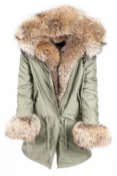 Wanan Touch Raccoon Fur Parka In Green