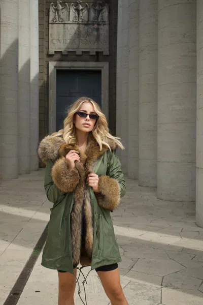 Wanan Touch Raccoon Fur Parka In Green