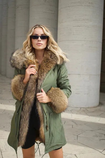 Wanan Touch Raccoon Fur Parka In Green