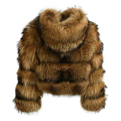 Wanan Touch Raton Brown Jacket In Raccoon Fur