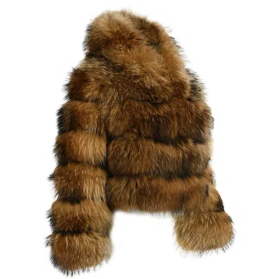 Wanan Touch Raton Brown Jacket In Raccoon Fur