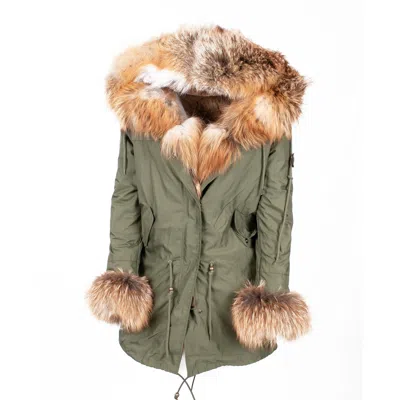 Wanan Touch Red Fox Fur Parka In Beige