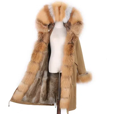 Wanan Touch Red Fox Fur Parka In Beige
