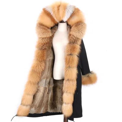 Wanan Touch Red Fox Fur Parka In Beige