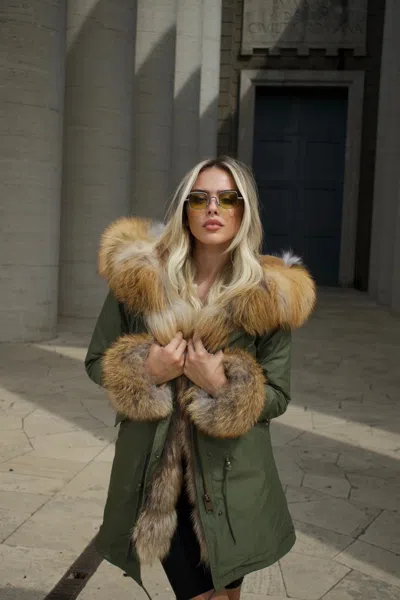 Wanan Touch Red Fox Fur Parka In Beige