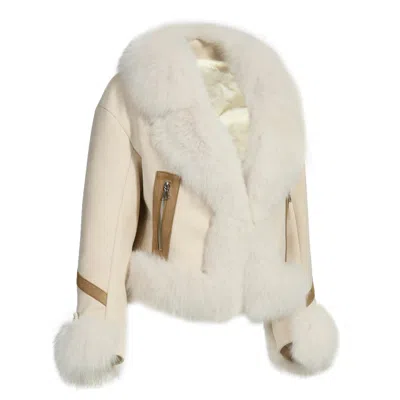 Wanan Touch Rossella Jacket In White Suede