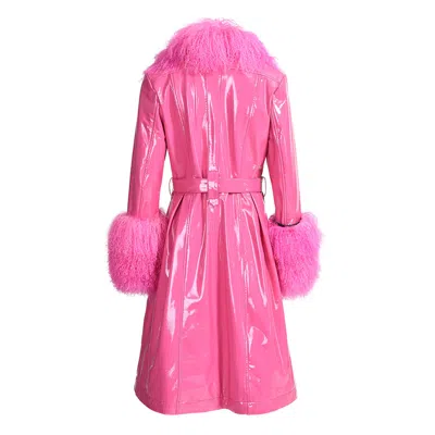 Wanan Touch Sac Coat In Leather Fuchsia
