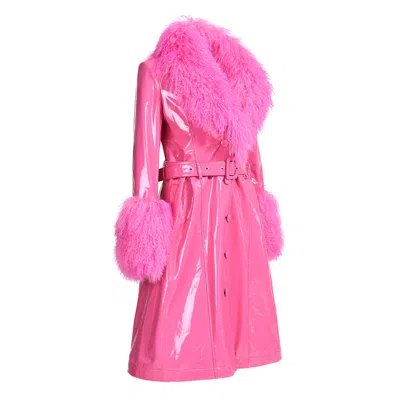 Wanan Touch Sac Coat In Leather Fuchsia