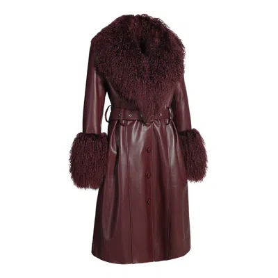 Wanan Touch Sac Coat In Leather Burgundy