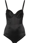 Fleur Du Mal Mesh-paneled Stretch-silk Satin Bodysuit