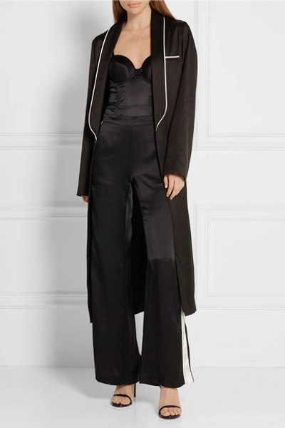 Fleur Du Mal Mesh-paneled Stretch-silk Satin Bodysuit