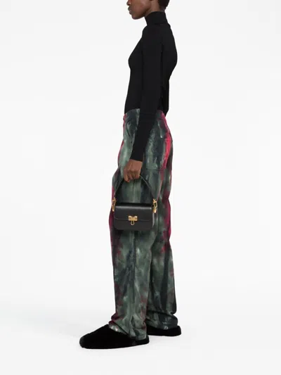 Off-white Off White Women Black Leather Small Plain Binder Handbag In Black