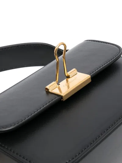Off-white Off White Women Black Leather Small Plain Binder Handbag In Black