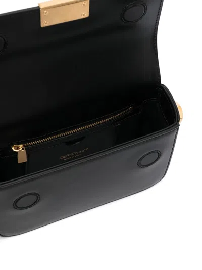 Off-white Off White Women Black Leather Small Plain Binder Handbag In Black