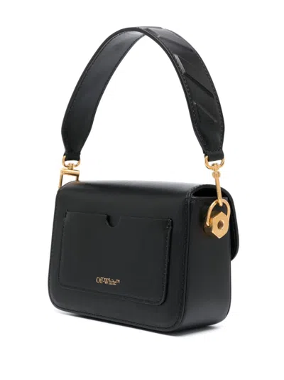 Off-white Off White Women Black Leather Small Plain Binder Handbag In Black
