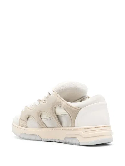 Santha Man Sneakers Cream Size 9 Leather In Multi